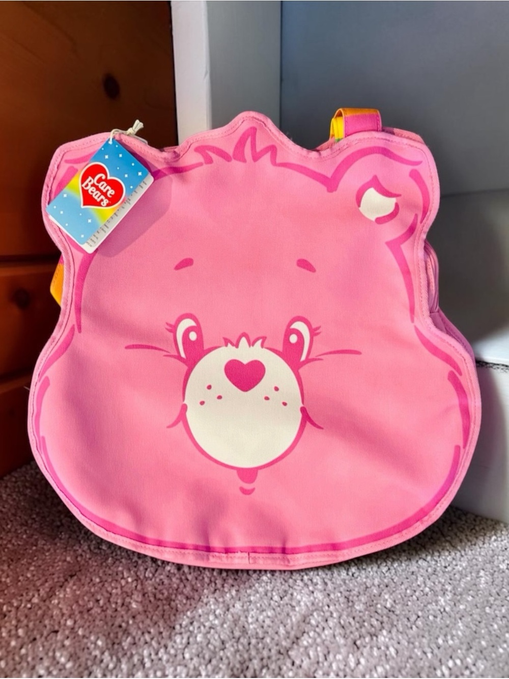 Loungefly Care Bears Cheer Bear Canvas Tote Bag NWT Zip Pink